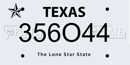 356O44 Texas License Plate
