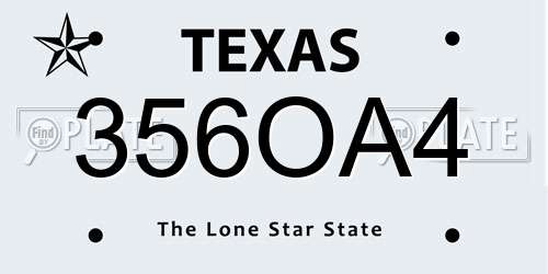 356OA4 Texas License Plate