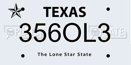 356OL3 Texas License Plate