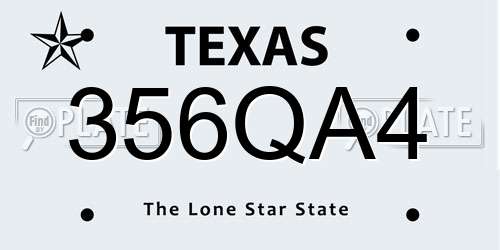 356QA4 Texas License Plate