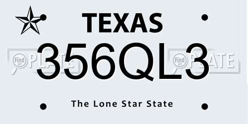 356QL3 Texas License Plate
