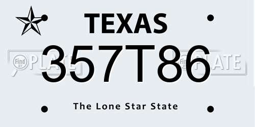 357T86 Texas License Plate