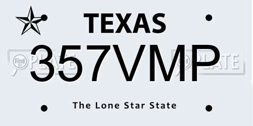 357VMP Texas License Plate
