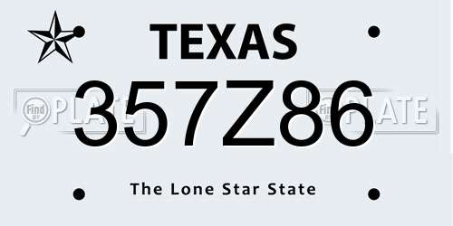 357Z86 Texas License Plate