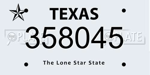 358045 Texas License Plate