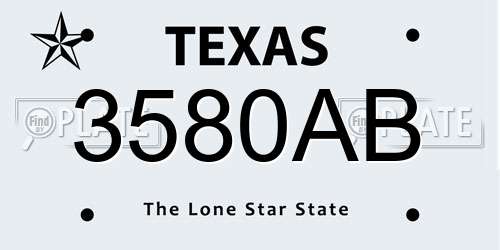 3580AB Texas License Plate