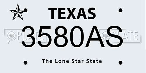 3580AS Texas License Plate