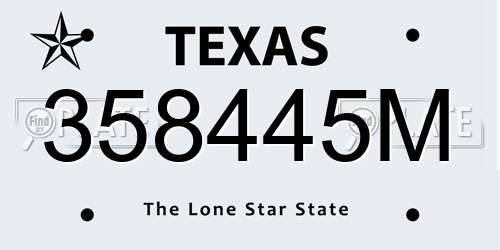 358445M Texas License Plate