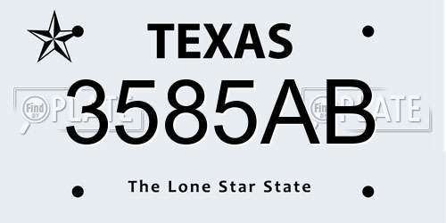 3585AB Texas License Plate