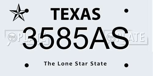 3585AS Texas License Plate