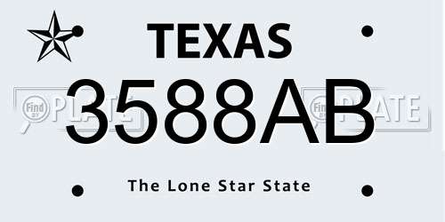 3588AB Texas License Plate