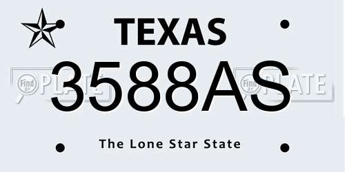 3588AS Texas License Plate
