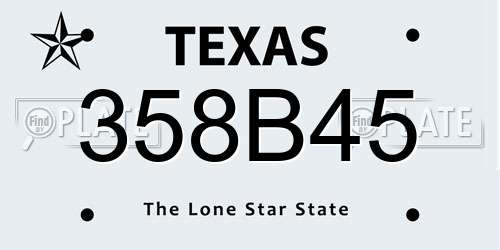 358B45 Texas License Plate