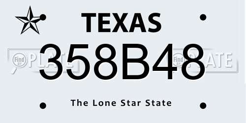 358B48 Texas License Plate