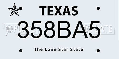 358BA5 Texas License Plate