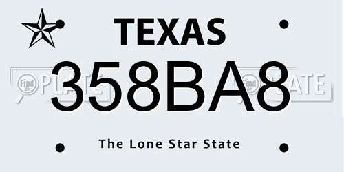 358BA8 Texas License Plate