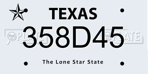 358D45 Texas License Plate