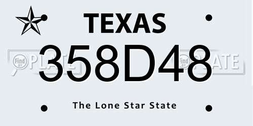 358D48 Texas License Plate