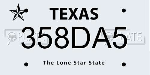 358DA5 Texas License Plate