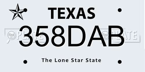 358DAB Texas License Plate