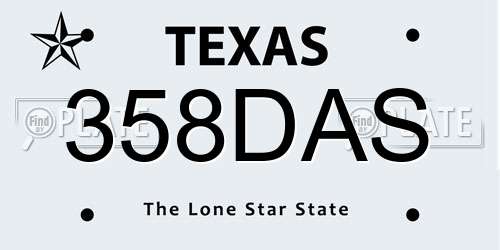 358DAS Texas License Plate