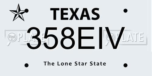 358EIV Texas License Plate