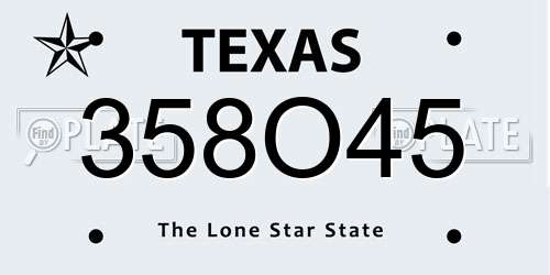358O45 Texas License Plate