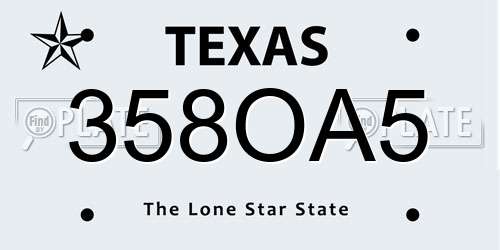 358OA5 Texas License Plate