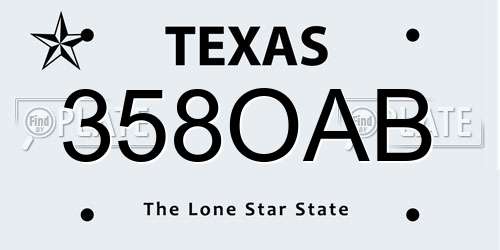 358OAB Texas License Plate