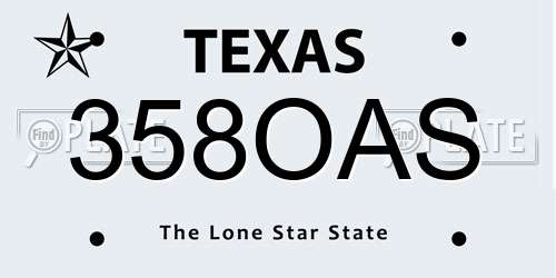 358OAS Texas License Plate