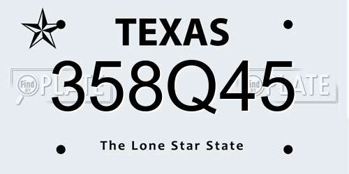 358Q45 Texas License Plate