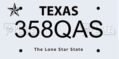 358QAS Texas License Plate
