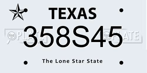 358S45 Texas License Plate
