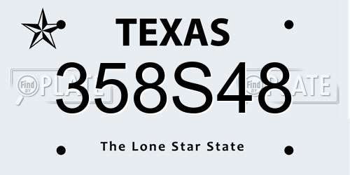 358S48 Texas License Plate