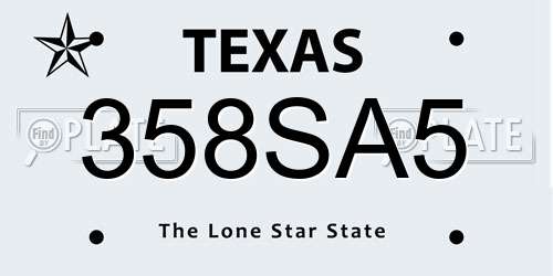 358SA5 Texas License Plate