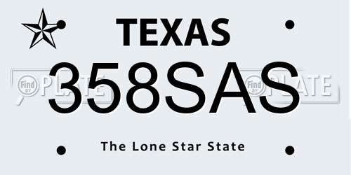 358SAS Texas License Plate