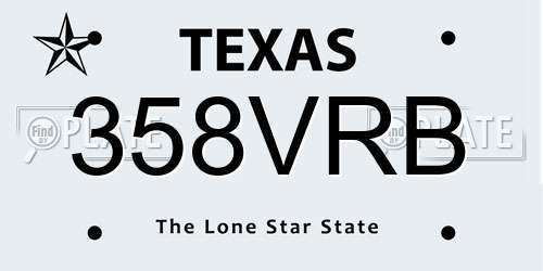 358VRB Texas License Plate