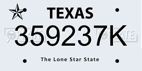 359237K Texas License Plate