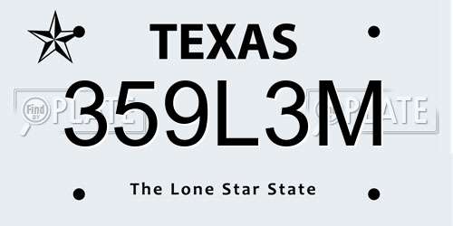359L3M Texas License Plate