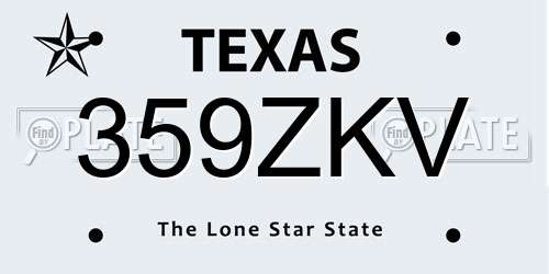 359ZKV Texas License Plate