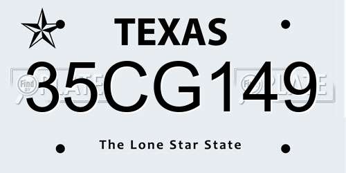 35CG149 Texas License Plate