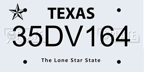 35DV164 Texas License Plate