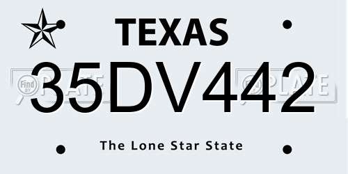 35DV442 Texas License Plate