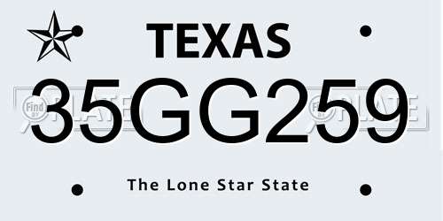 35GG259 Texas License Plate