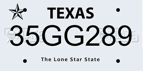 35GG289 Texas License Plate