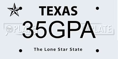 35GPA Texas License Plate