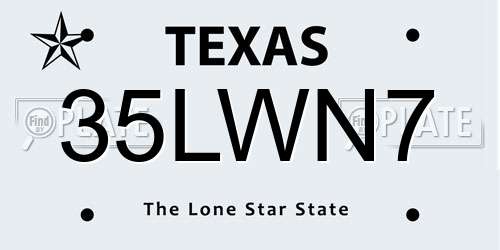 35LWN7 Texas License Plate