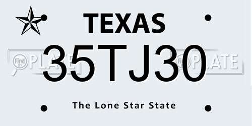 35TJ30 Texas License Plate