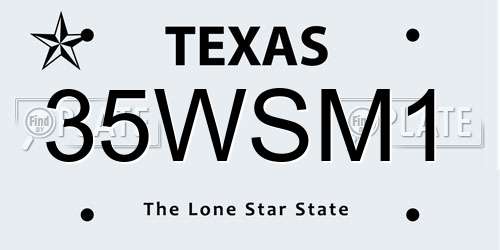 35WSM1 Texas License Plate