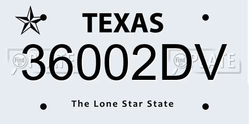 36002DV Texas License Plate